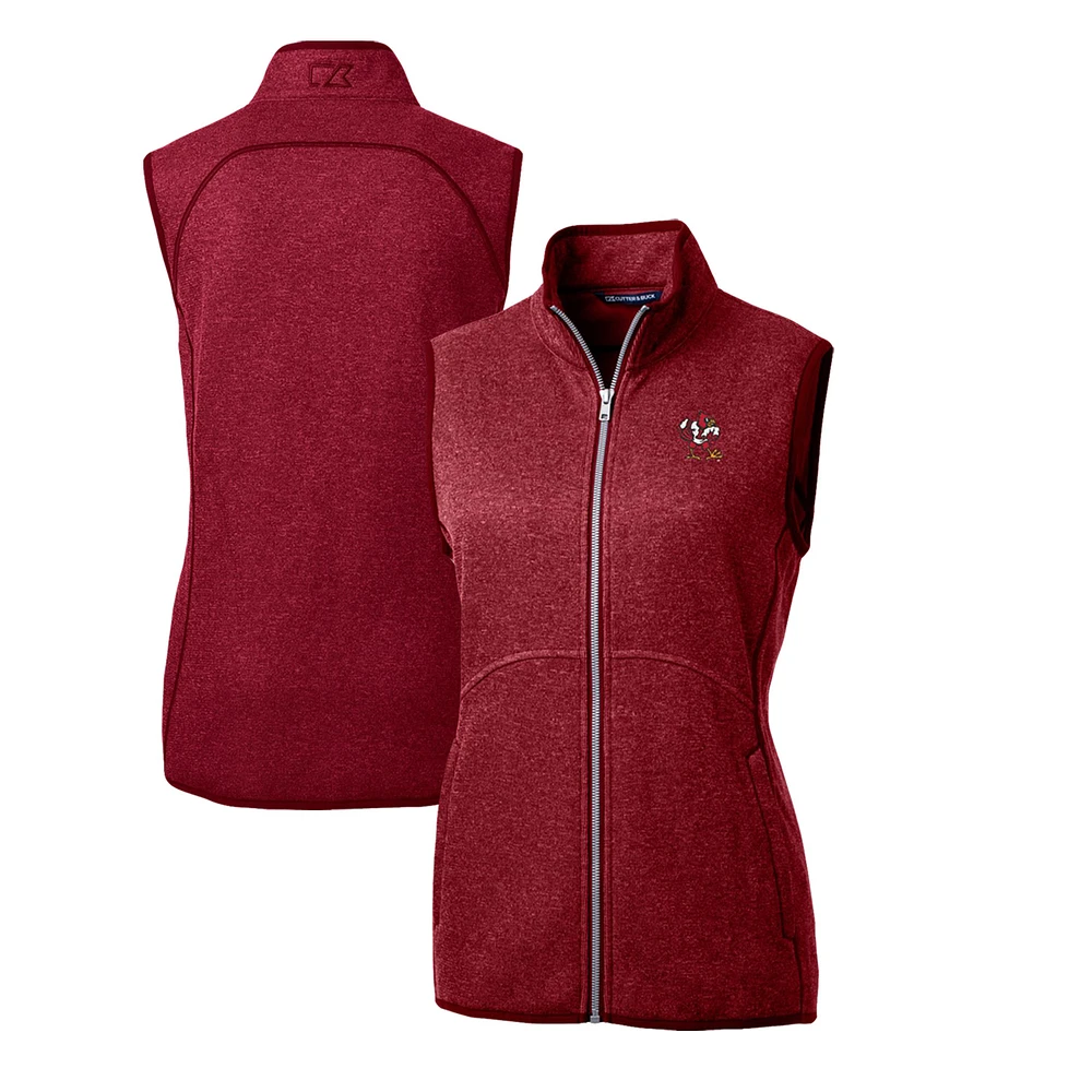 Women's Cutter & Buck Red Louisville Cardinals Mainsail Basic Sweater-Knit Full-Zip Vest