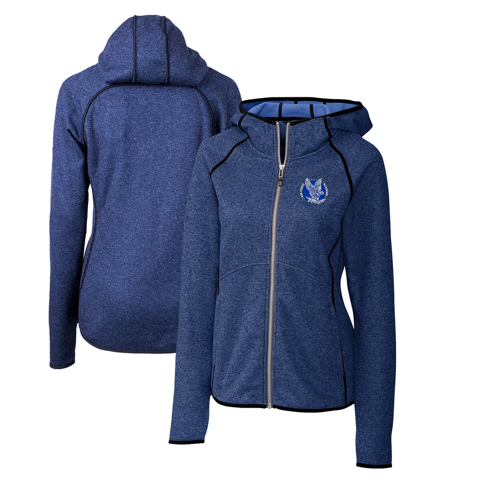 Women's Cutter & Buck Heather Royal Air Force Falcons Mainsail Sweater-Knit Full-Zip Hoodie