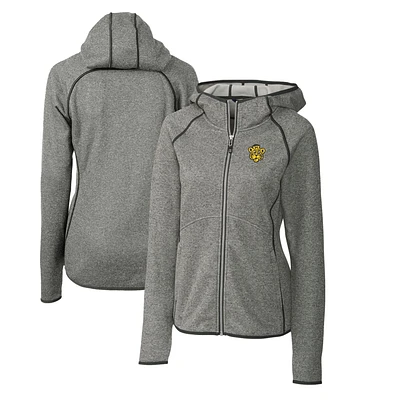 Women's Cutter & Buck Heather Gray Missouri Tigers Mainsail Sweater-Knit Full-Zip Hoodie