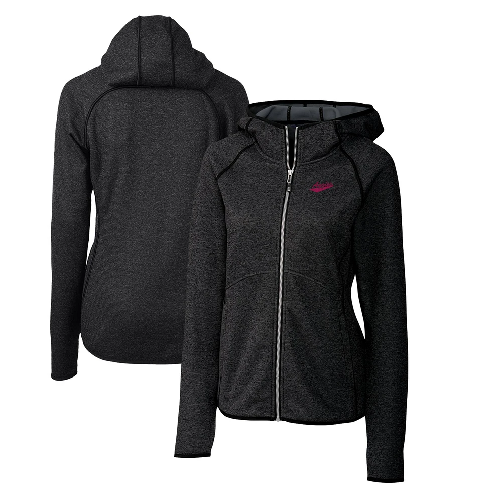 Women's Cutter & Buck Heather Charcoal New Mexico State Aggies Mainsail Sweater-Knit Full-Zip Hoodie