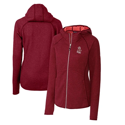 Women's Cutter & Buck Crimson Washington State Cougars Mainsail Sweater-Knit Full-Zip Hoodie