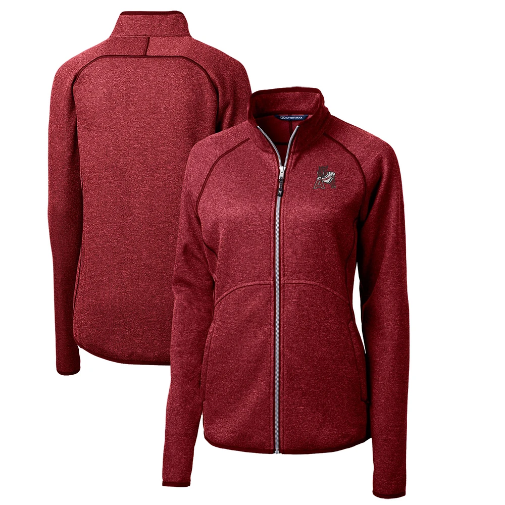 Women's Cutter & Buck Cardinal Arkansas Razorbacks Mainsail Sweater-Knit Full-Zip Jacket