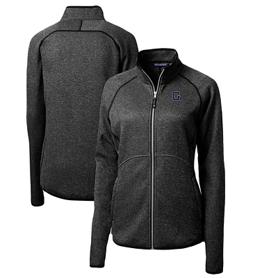 Women's Cutter & Buck Heather Charcoal Georgetown Hoyas Mainsail Sweater-Knit Full-Zip Jacket