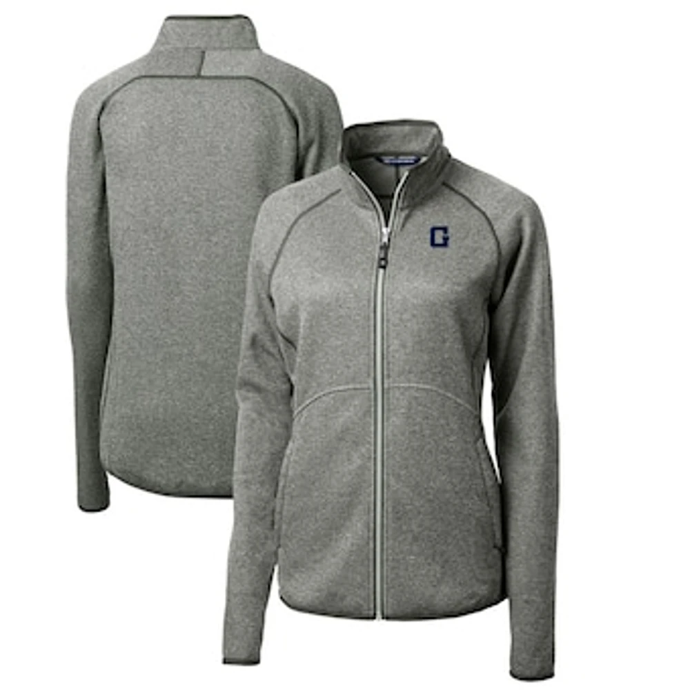 Women's Cutter & Buck Heather Gray Georgetown Hoyas Mainsail Sweater-Knit Full-Zip Jacket