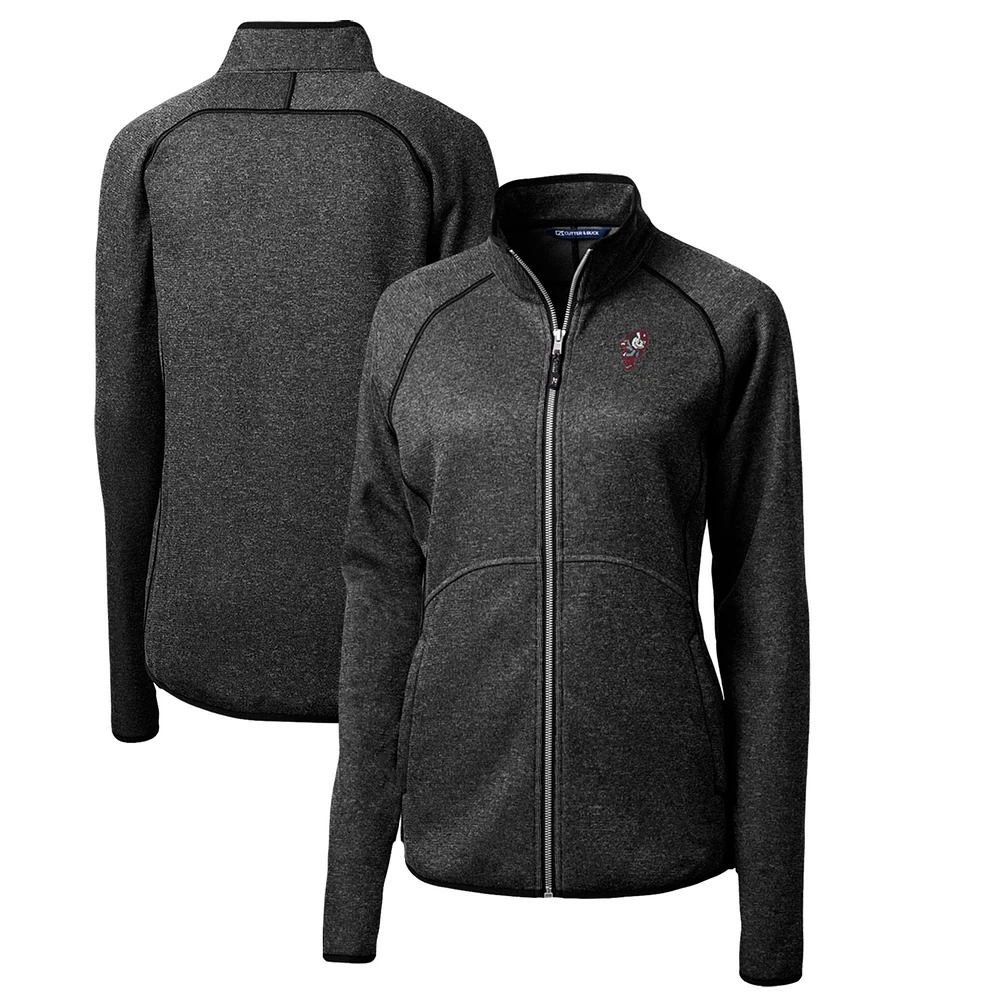 Women's Cutter & Buck Heather Charcoal Ohio State Buckeyes Mainsail Sweater-Knit Full-Zip Jacket