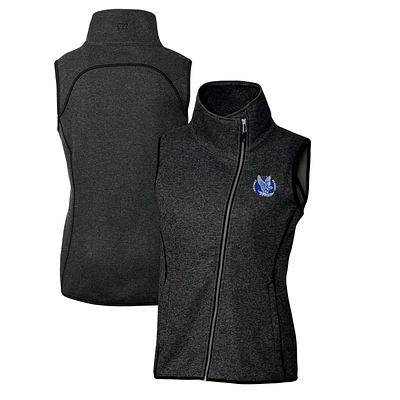 Women's Cutter & Buck Heather Charcoal Air Force Falcons Mainsail Sweater-Knit Full-Zip Vest