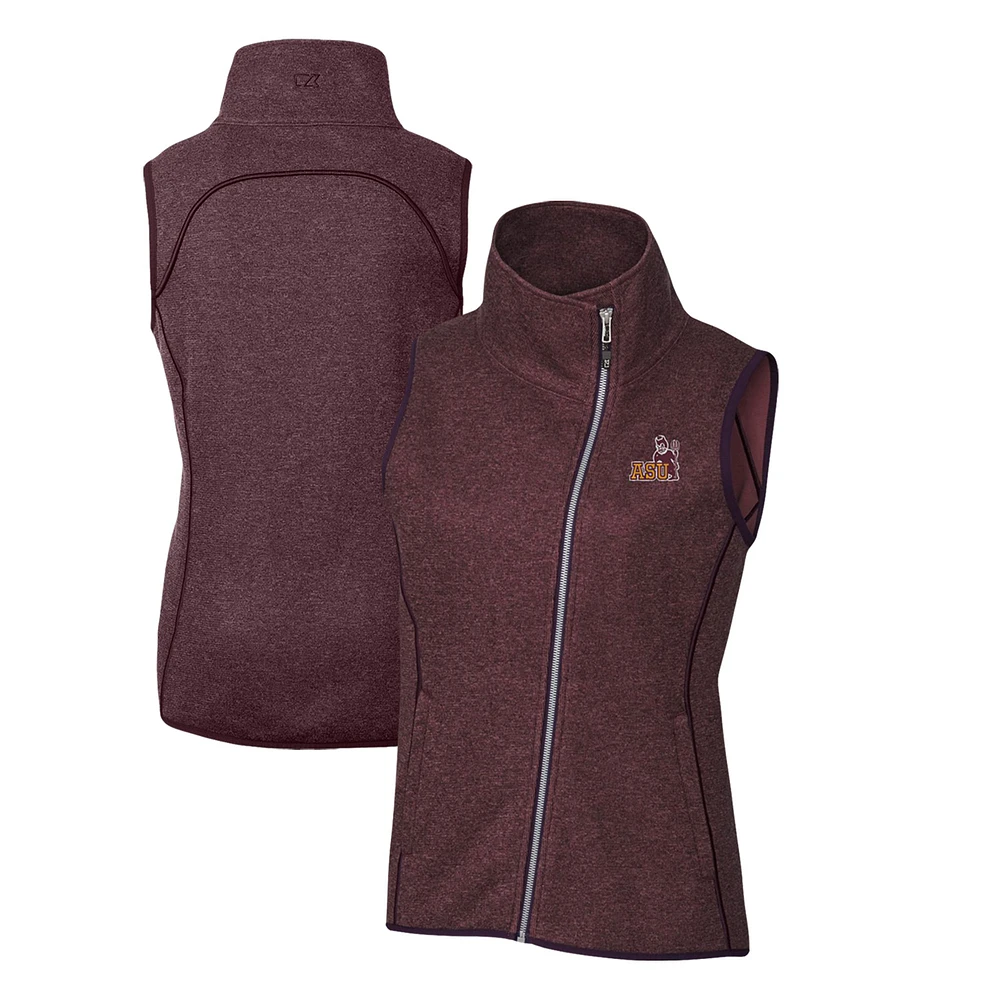 Women's Cutter & Buck Maroon Arizona State Sun Devils Mainsail Sweater-Knit Full-Zip Vest