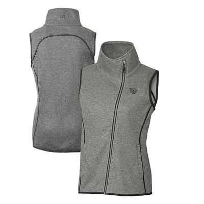 Women's Cutter & Buck Heather Gray Cincinnati Bearcats Mainsail Sweater-Knit Full-Zip Vest