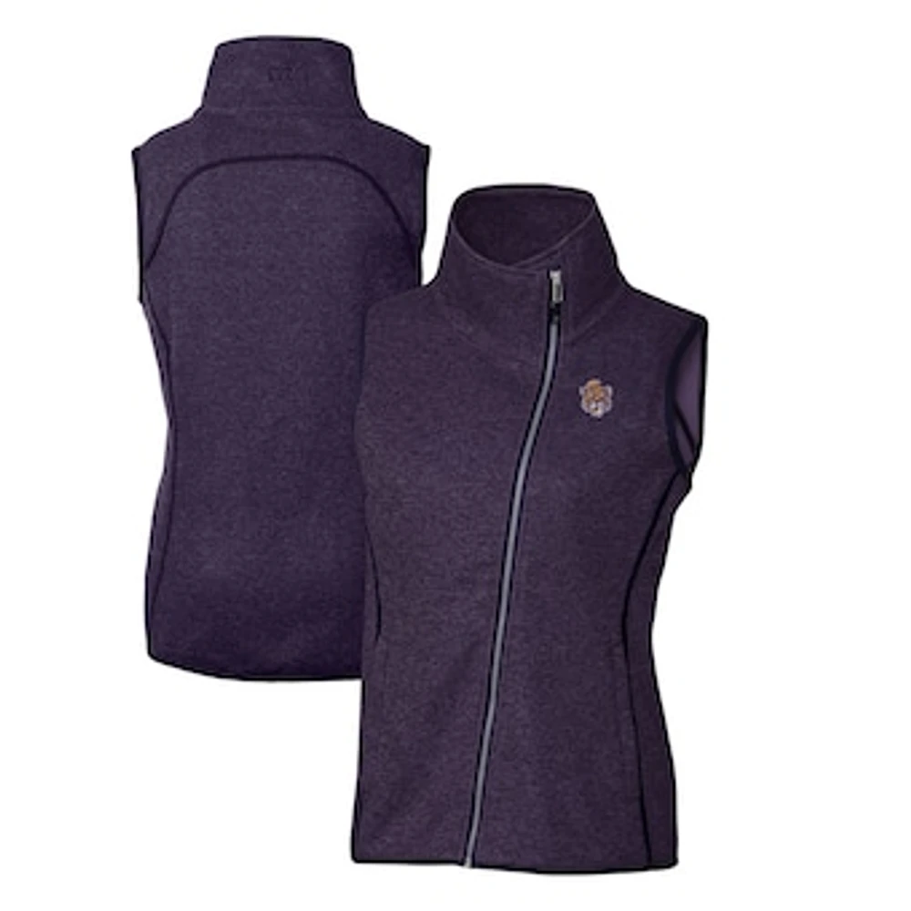 Women's Cutter & Buck Heather Purple LSU Tigers Mainsail Sweater-Knit Full-Zip Vest