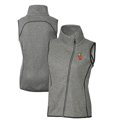 Women's Cutter & Buck Heather Gray UCF Knights Mainsail Sweater-Knit Full-Zip Vest