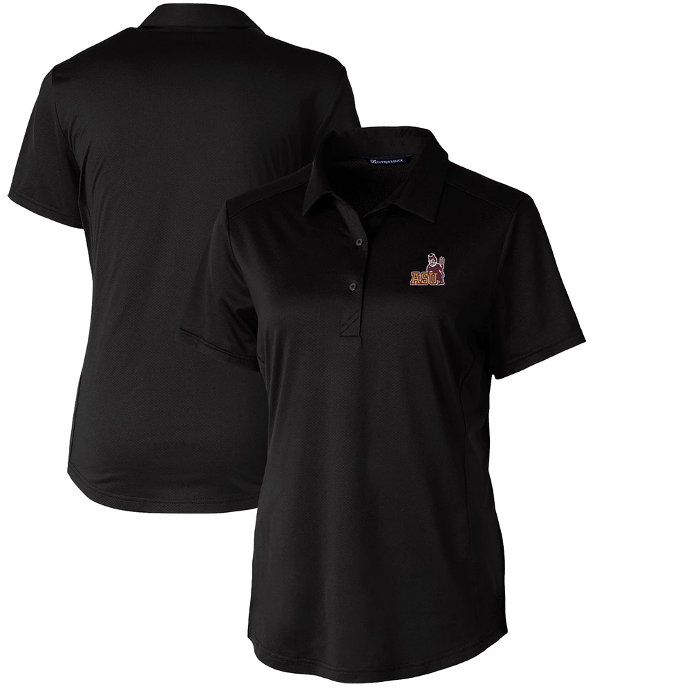 Women's Cutter & Buck Black Arizona State Sun Devils Vault Prospect Textured Stretch Polo