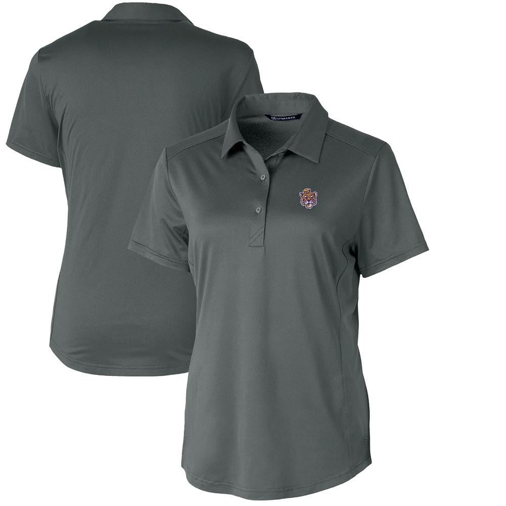 Women's Cutter & Buck Steel LSU Tigers Vault Prospect Textured Stretch Polo
