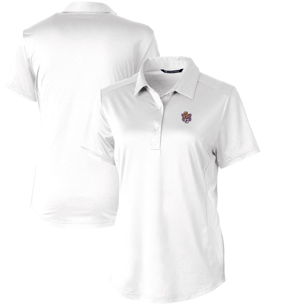 Women's Cutter & Buck White LSU Tigers Vault Prospect Textured Stretch Polo