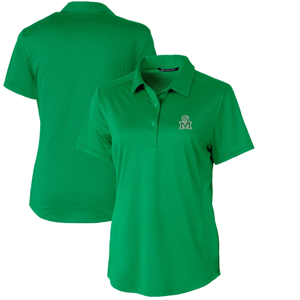 Women's Cutter & Buck Kelly Green Marshall Thundering Herd Vault Prospect Textured Stretch Polo