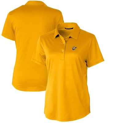 Women's Cutter & Buck Gold West Virginia Mountaineers Vault Prospect Textured Stretch Polo