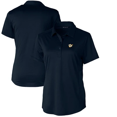 Women's Cutter & Buck Navy West Virginia Mountaineers Vault Prospect Textured Stretch Polo