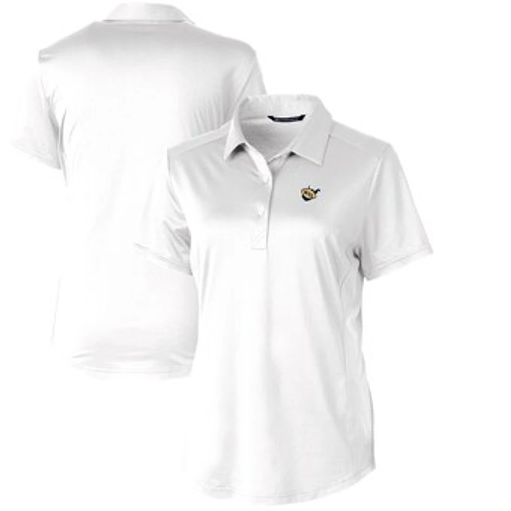 Women's Cutter & Buck White West Virginia Mountaineers Vault Prospect Textured Stretch Polo