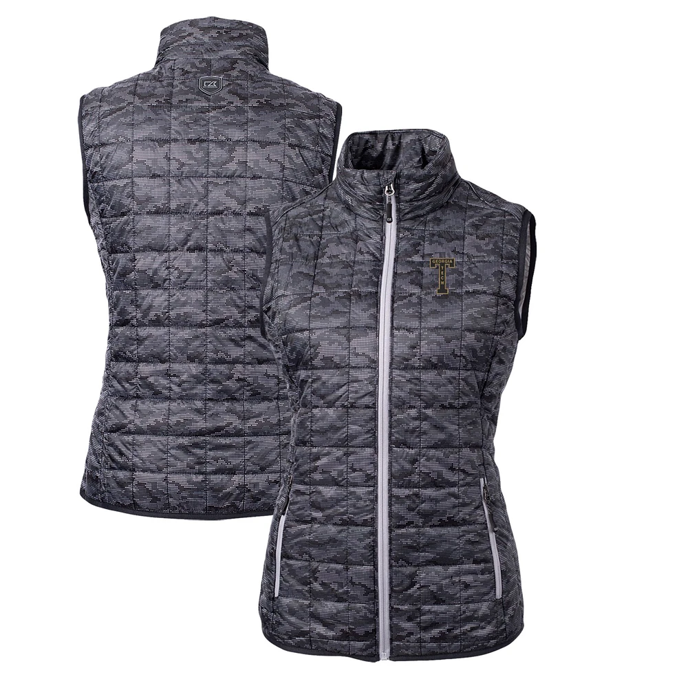 Women's Cutter & Buck Black Georgia Tech Yellow Jackets Camouflage Vault Rainier PrimaLoft Eco Full-Zip Vest