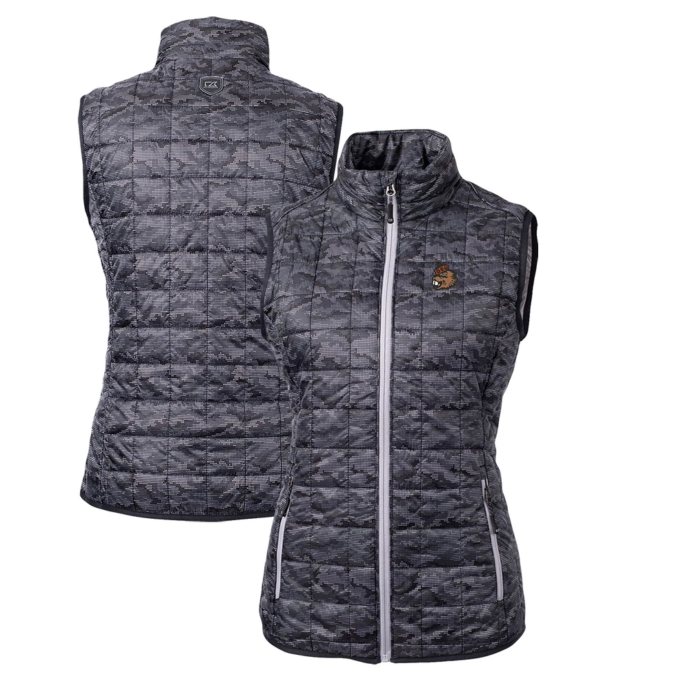 Women's Cutter & Buck Black Oregon State Beavers Camouflage Vault Rainier PrimaLoft Eco Full-Zip Vest