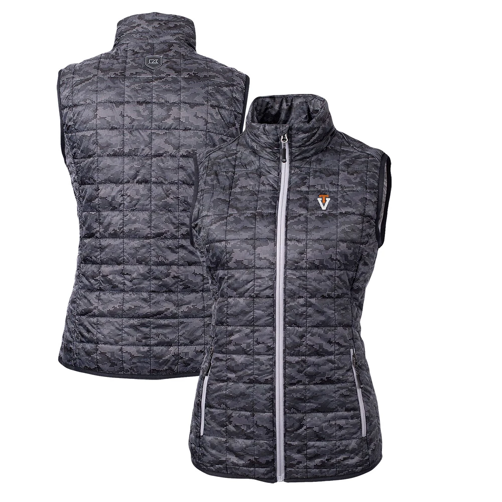 Women's Cutter & Buck Black Virginia Tech Hokies Camouflage Vault Rainier PrimaLoft Eco Full-Zip Vest