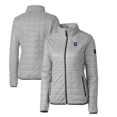 Women's Cutter & Buck Gray Georgetown Hoyas Vault Rainier PrimaLoft Eco Insulated Full-Zip Puffer Jacket