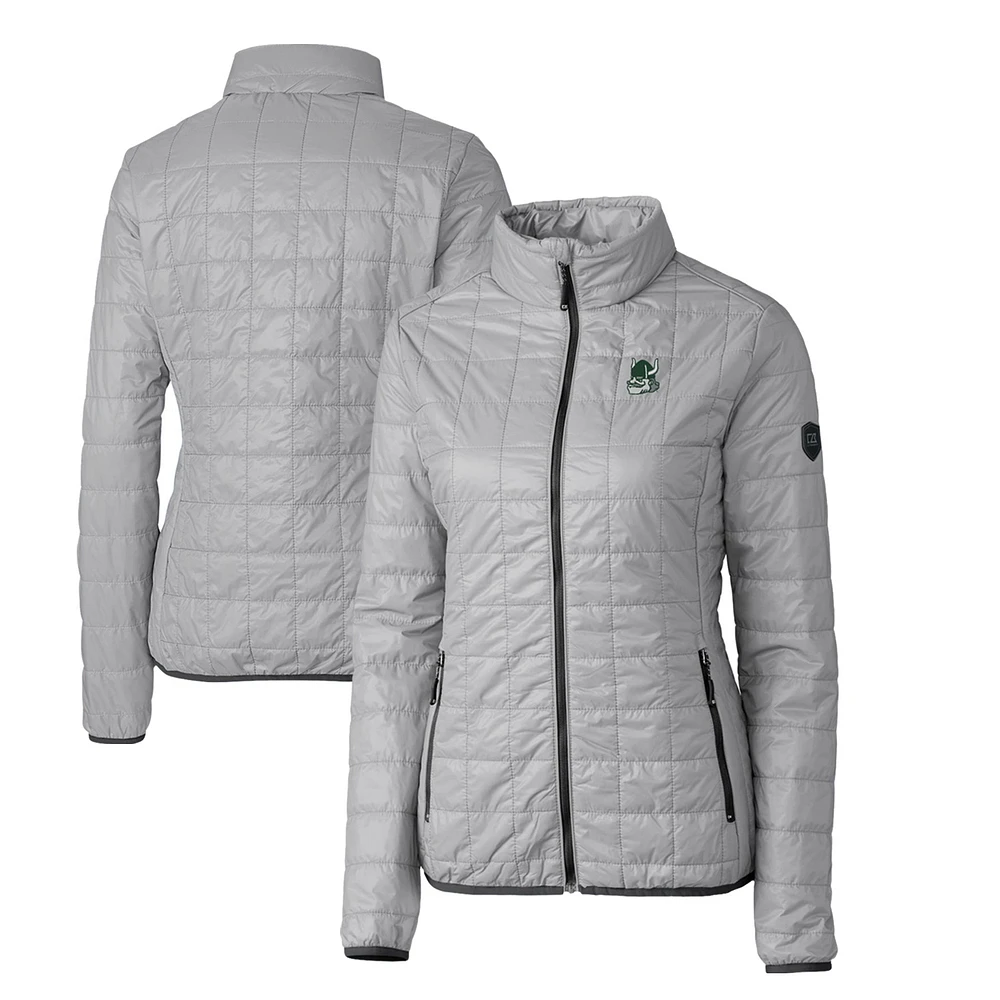 Women's Cutter & Buck Gray Portland State Vikings Vault Rainier PrimaLoft Eco Insulated Full-Zip Puffer Jacket