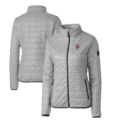 Women's Cutter & Buck Gray Washington State Cougars Vault Rainier PrimaLoft Eco Insulated Full-Zip Puffer Jacket