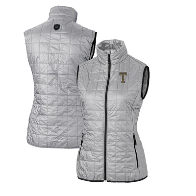 Women's Cutter & Buck Gray Georgia Tech Yellow Jackets Vault Rainier PrimaLoft Eco Full-Zip Puffer Vest