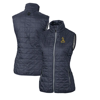 Women's Cutter & Buck Heather Navy Northern Arizona Lumberjacks Vault Rainier PrimaLoft Eco Full-Zip Puffer Vest