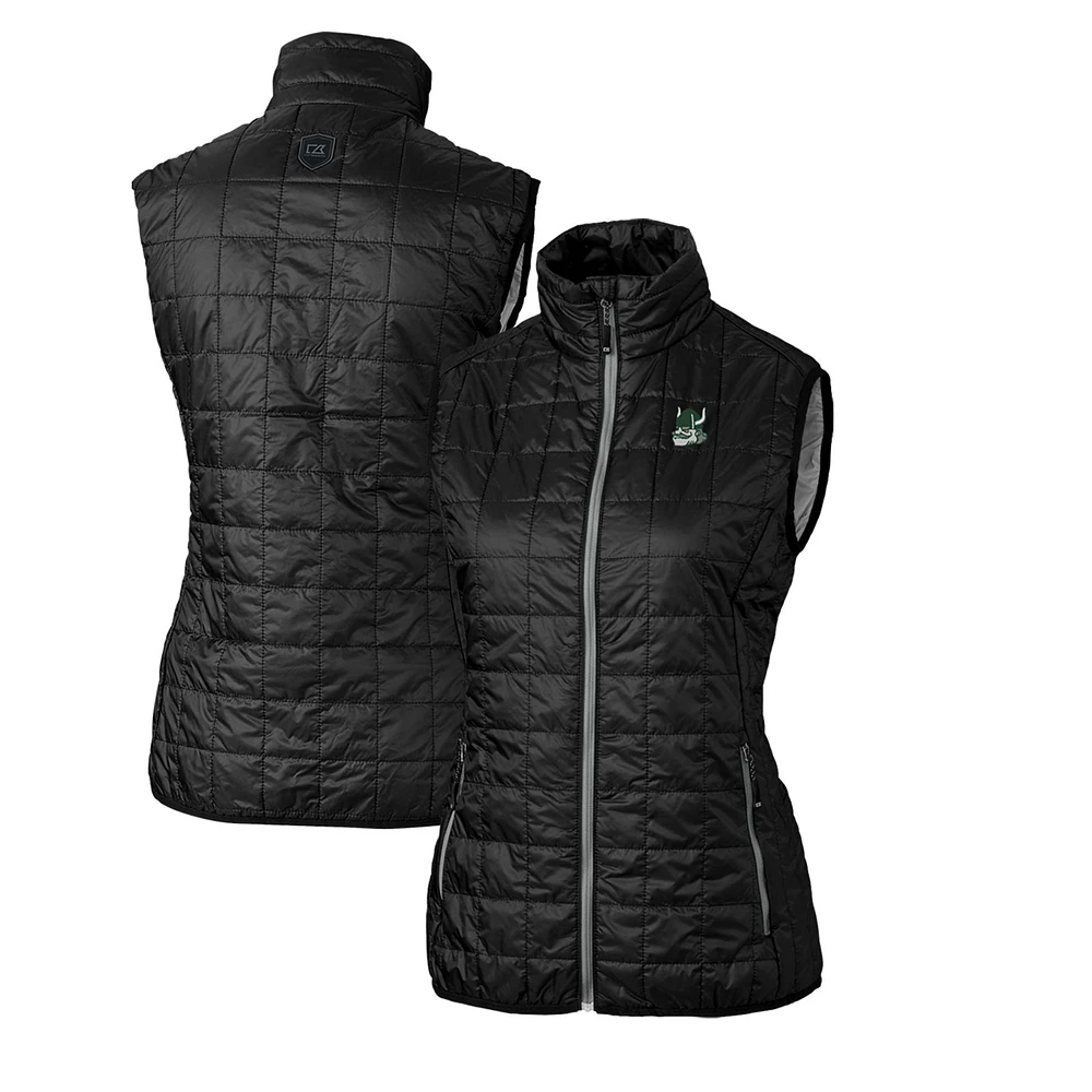 Women's Cutter & Buck Black Portland State Vikings Vault Rainier PrimaLoft Eco Full-Zip Puffer Vest
