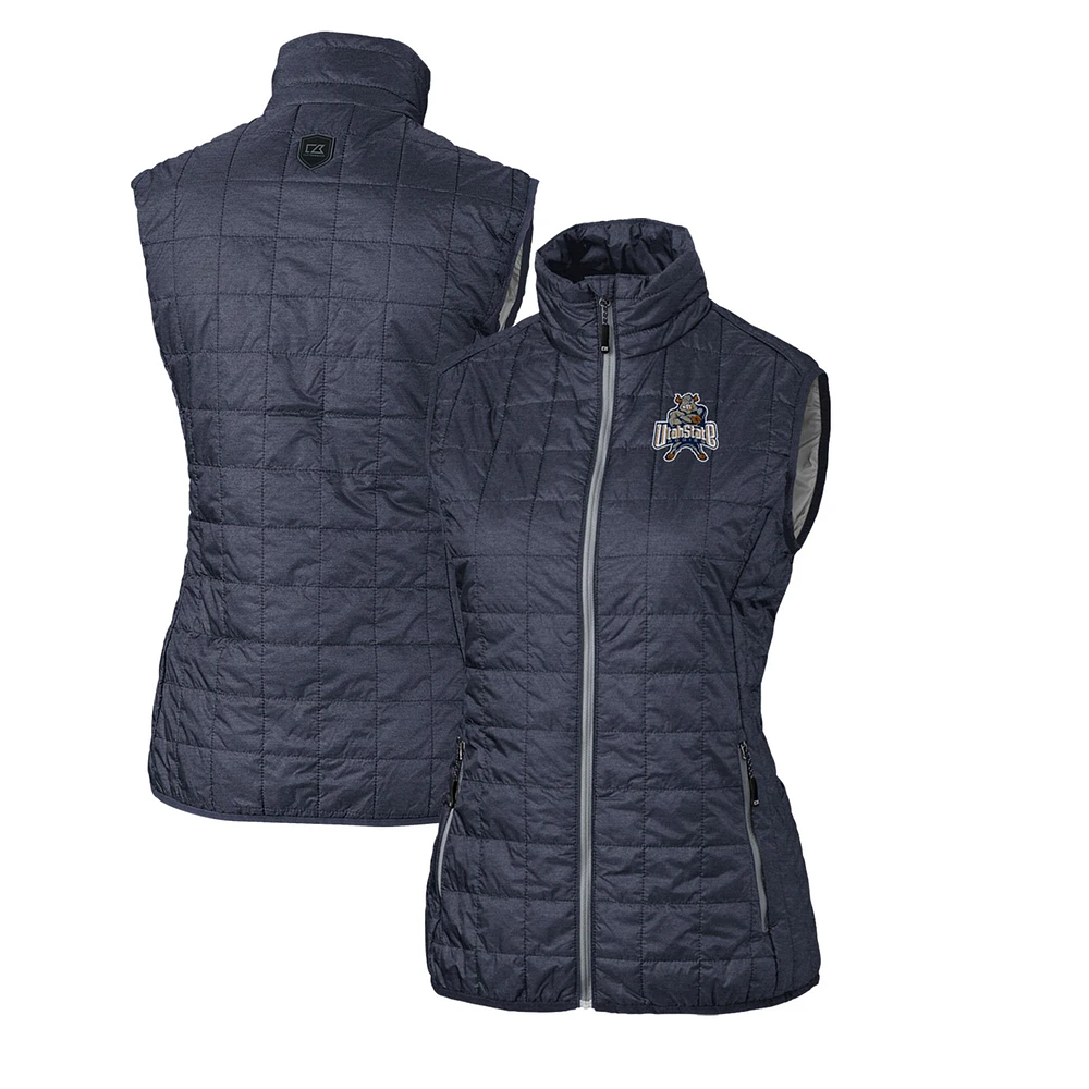 Women's Cutter & Buck Heather Navy Utah State Aggies Vault Rainier PrimaLoft Eco Full-Zip Puffer Vest