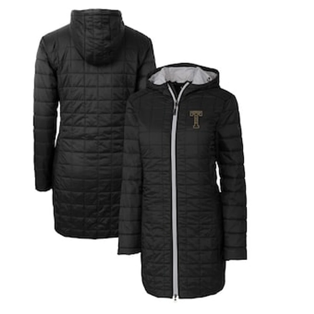 Women's Cutter & Buck Black Georgia Tech Yellow Jackets Vault Rainier Primaloft Eco Hooded Long Coat