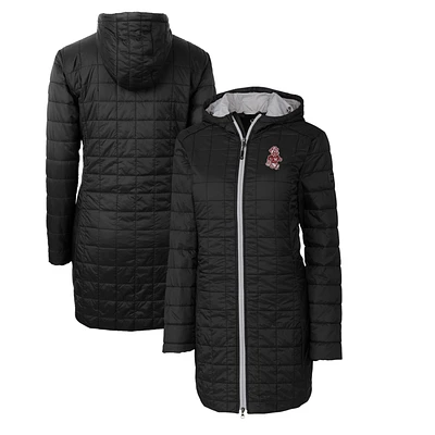 Women's Cutter & Buck Black Washington State Cougars Vault Rainier Primaloft Eco Hooded Long Coat