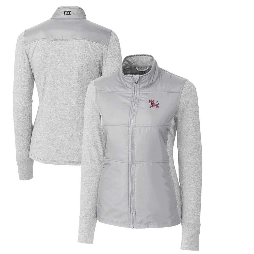 Women's Cutter & Buck Clemson Tigers Vault Stealth Hybrid Quilted Full-Zip Jacket
