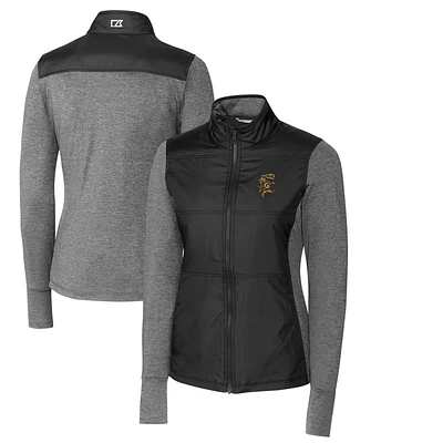 Women's Cutter & Buck Black Grambling Tigers Vault Stealth Hybrid Quilted Full-Zip Jacket