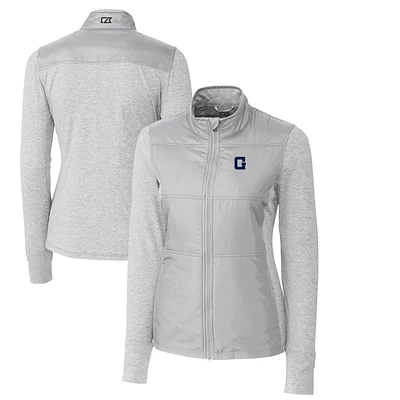Women's Cutter & Buck Gray Georgetown Hoyas Vault Stealth Hybrid Quilted Full-Zip Jacket