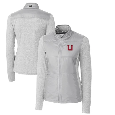 Women's Cutter & Buck Gray Utah Utes Vault Stealth Hybrid Quilted Full-Zip Jacket