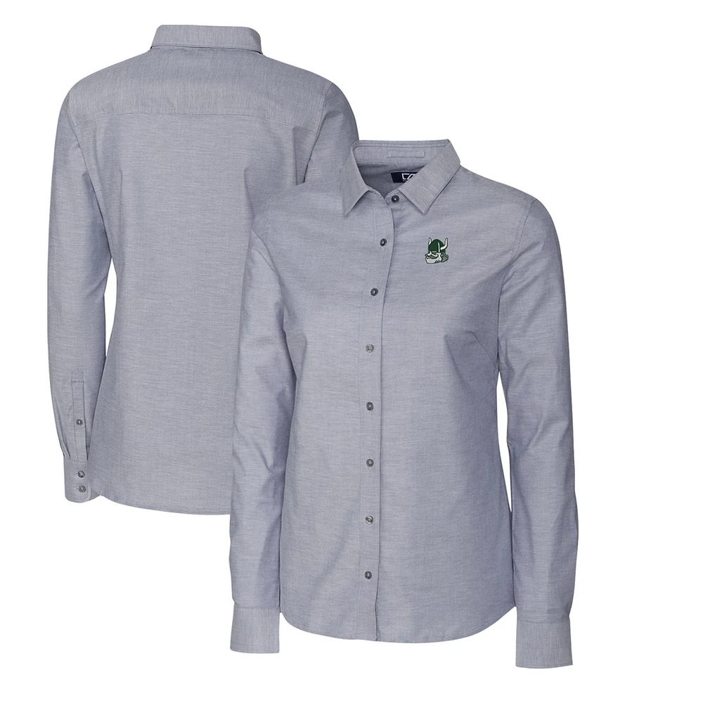 Women's Cutter & Buck Charcoal Portland State Vikings Oxford Stretch Long Sleeve Button-Up Shirt