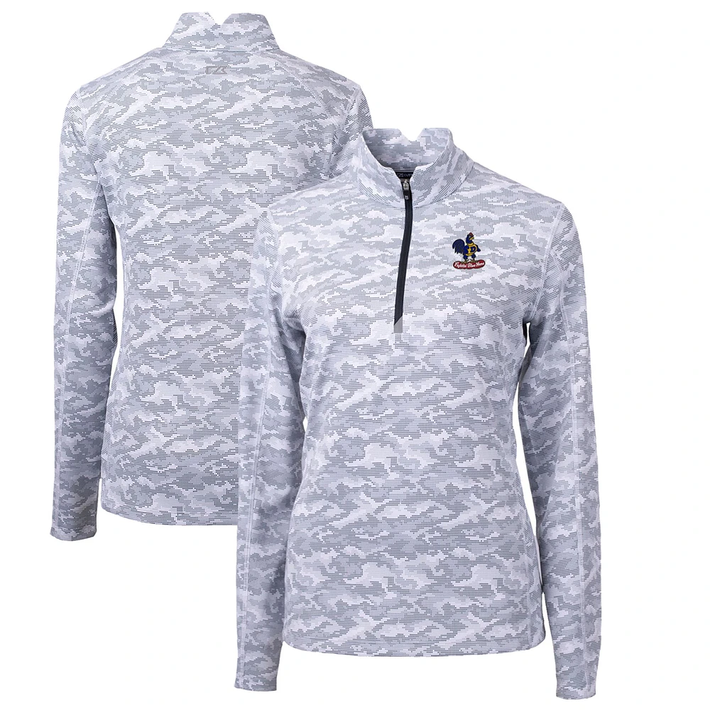Women's Cutter & Buck Charcoal Delaware Fightin' Blue Hens Traverse Camo Print Stretch Quarter-Zip Pullover Top