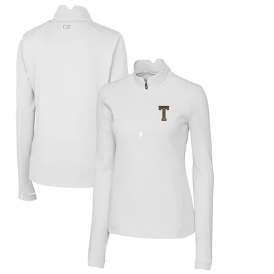 Women's Cutter & Buck White Georgia Tech Yellow Jackets Traverse Stretch Quarter-Zip Pullover Top