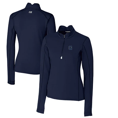 Women's Cutter & Buck Navy Georgetown Hoyas Traverse Stretch Quarter-Zip Pullover Top