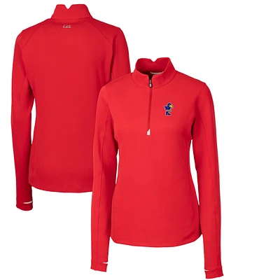 Women's Cutter & Buck Red Kansas Jayhawks Traverse Stretch Quarter-Zip Pullover Top