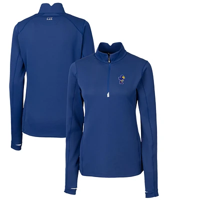 Women's Cutter & Buck Royal Kansas Jayhawks Traverse Stretch Quarter-Zip Pullover Top