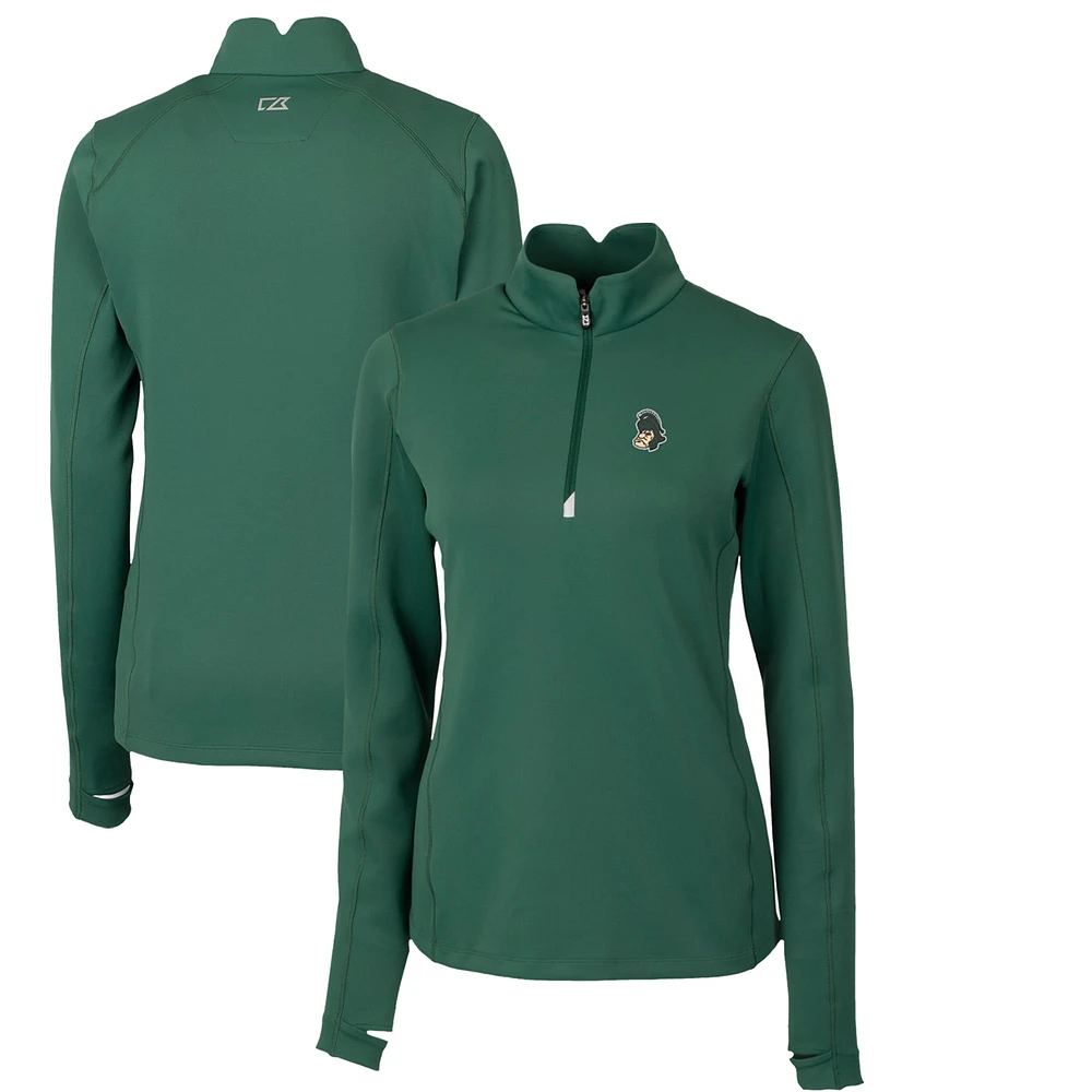 Women's Cutter & Buck Green Michigan State Spartans Traverse Stretch Quarter-Zip Pullover Top