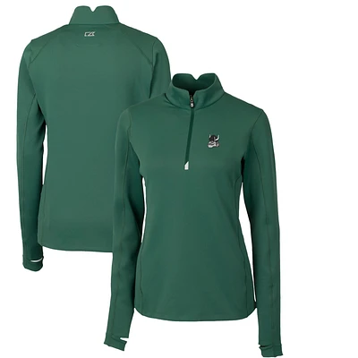 Women's Cutter & Buck Green Portland State Vikings Traverse Stretch Quarter-Zip Pullover Top