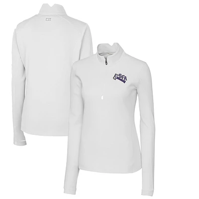 Women's Cutter & Buck White Stephen F Austin Lumberjacks Traverse Stretch Quarter-Zip Pullover Top