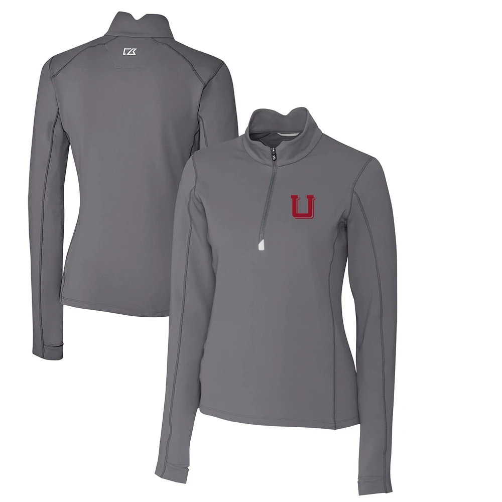 Women's Cutter & Buck Steel Utah Utes Traverse Stretch Quarter-Zip Pullover Top