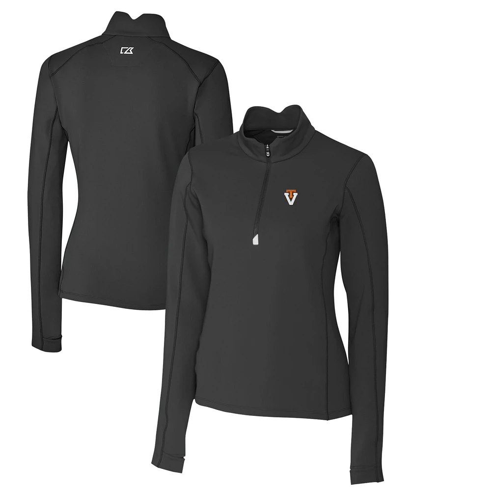 Women's Cutter & Buck Black Virginia Tech Hokies Traverse Stretch Quarter-Zip Pullover Top