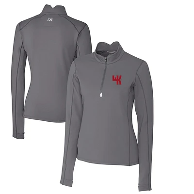 Women's Cutter & Buck Steel Western Kentucky Hilltoppers Traverse Stretch Quarter-Zip Pullover Top