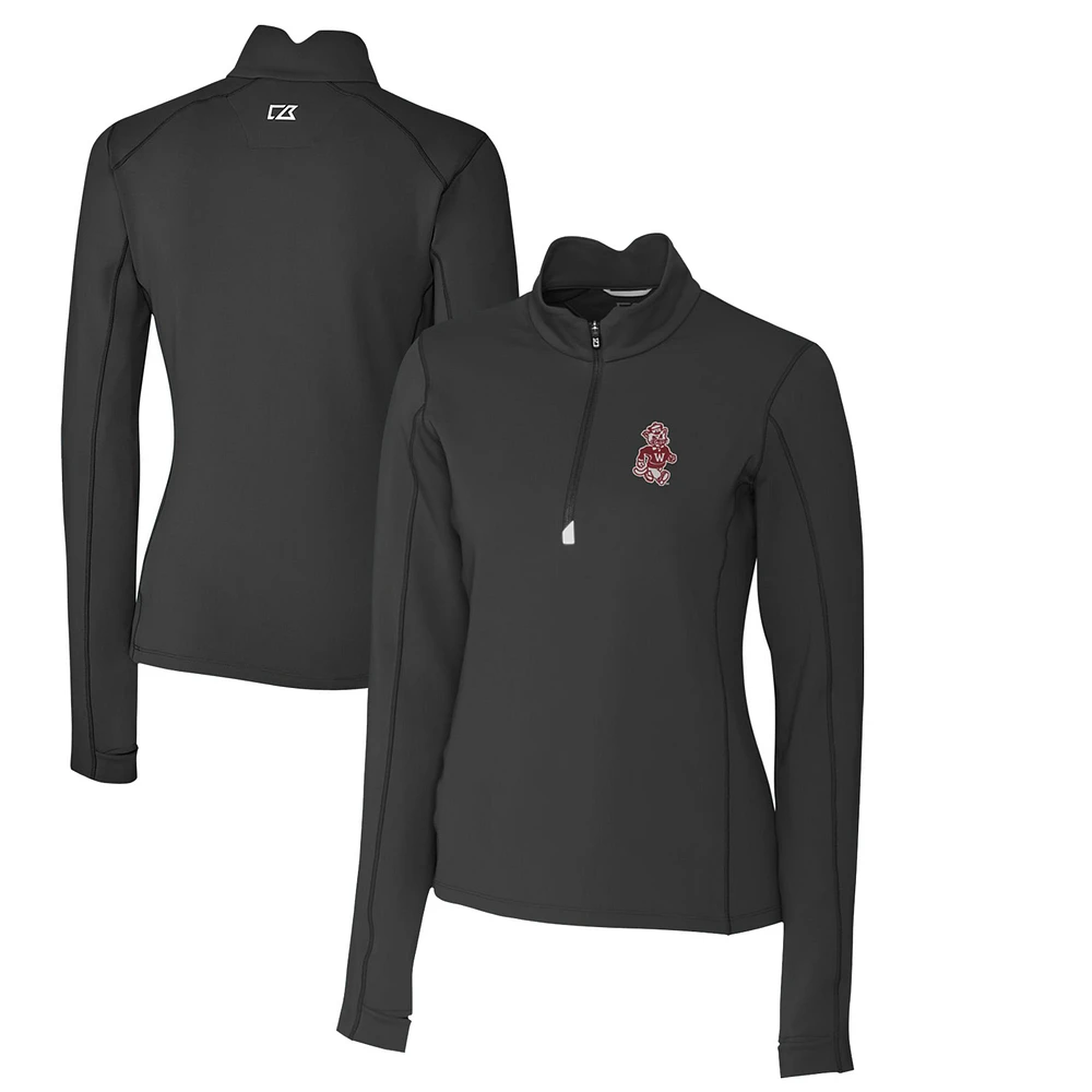 Women's Cutter & Buck Black Washington State Cougars Traverse Stretch Quarter-Zip Pullover Top